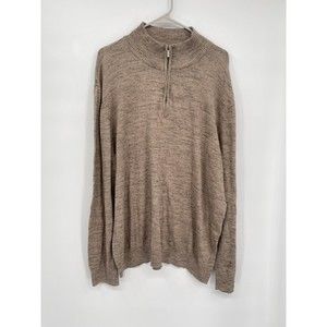 Hawker Rye Sweater  Heather Beige/ Brown Half Zip‎ Mock Neck Size XXL
